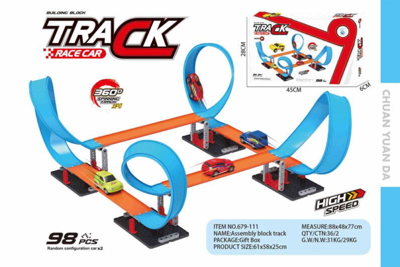 Building Block Race Track Car 98 Pieces Toy Construction Track Sets For Boys and Girl 679-111