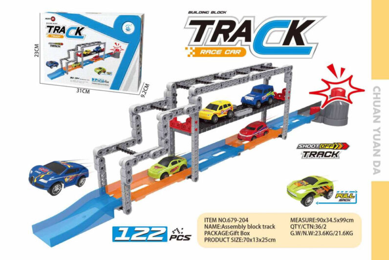 122 Pieces STEM Track Building Blocks DIY Educational Race Car Playset 679-204