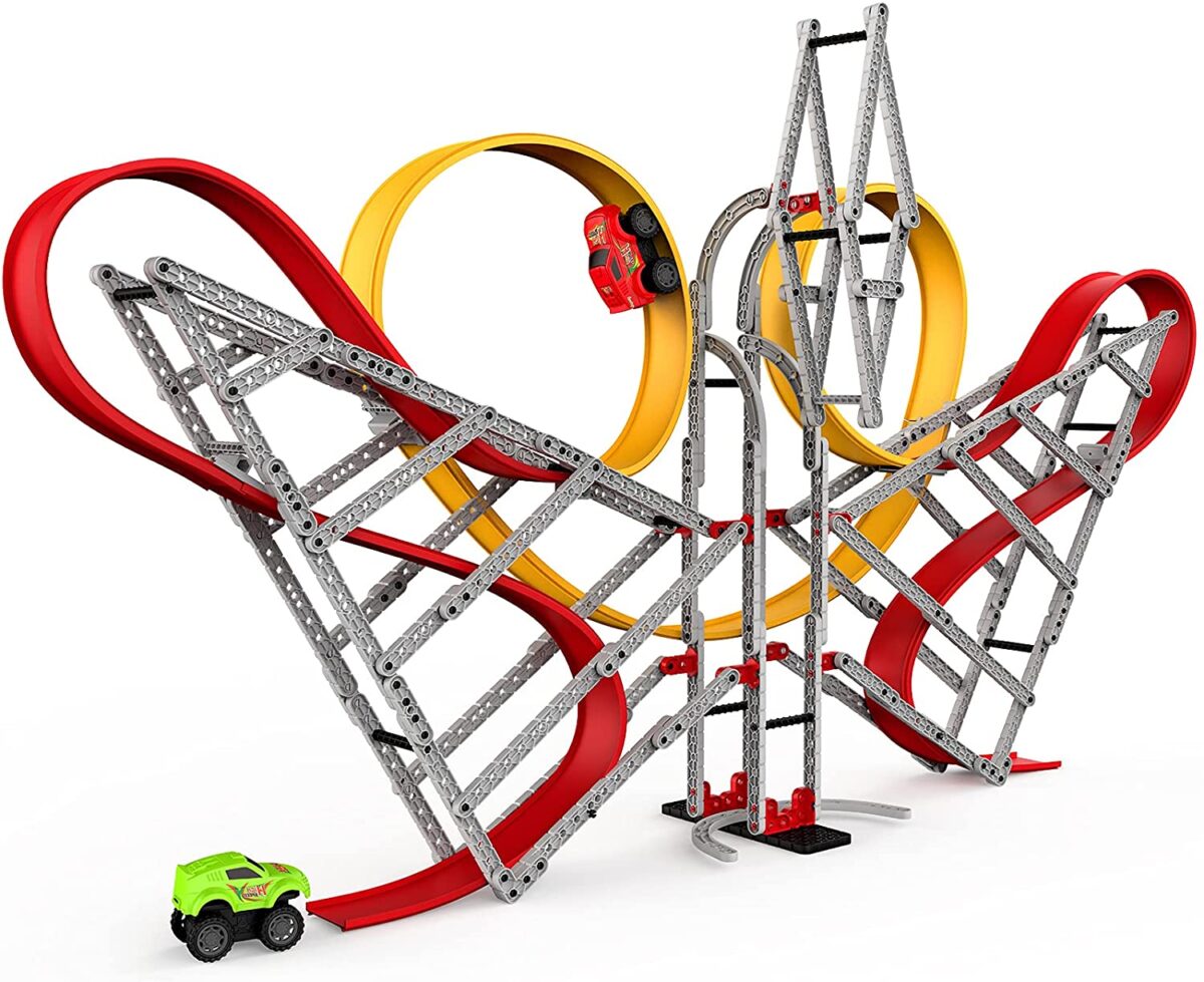 magnetic race track toy set dual-track loops with built-in magnet