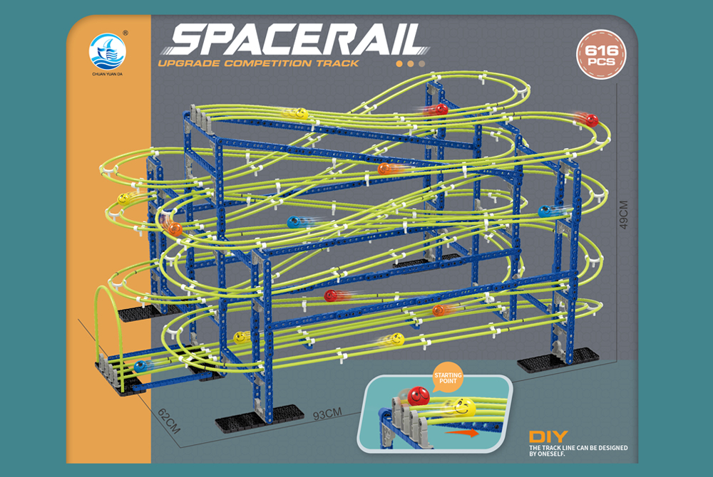 616PCS DIY building block suspension pipe track rolling ball toy set 679-706 - Building Block Rolling Ball - 2