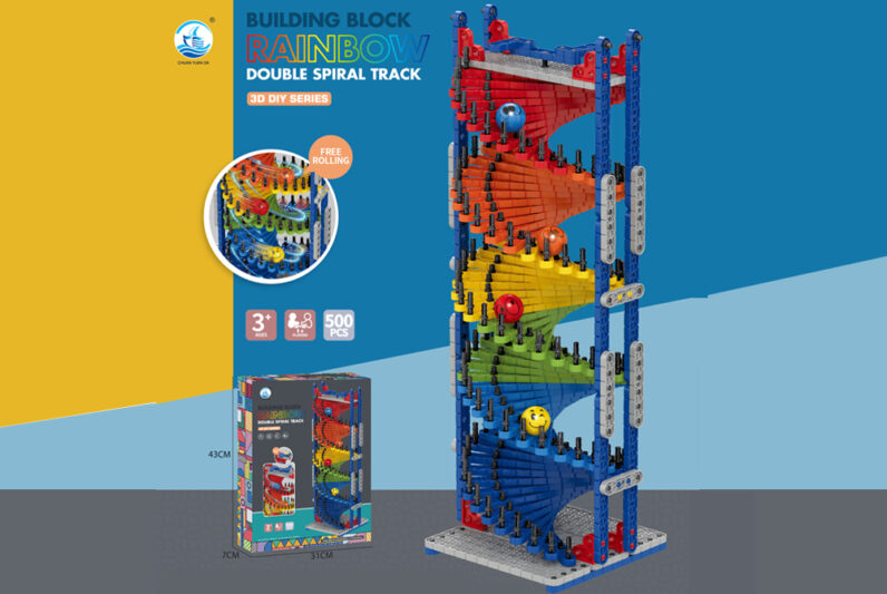 500PCS 3D DIY building block rainbow double spiral track 679-708