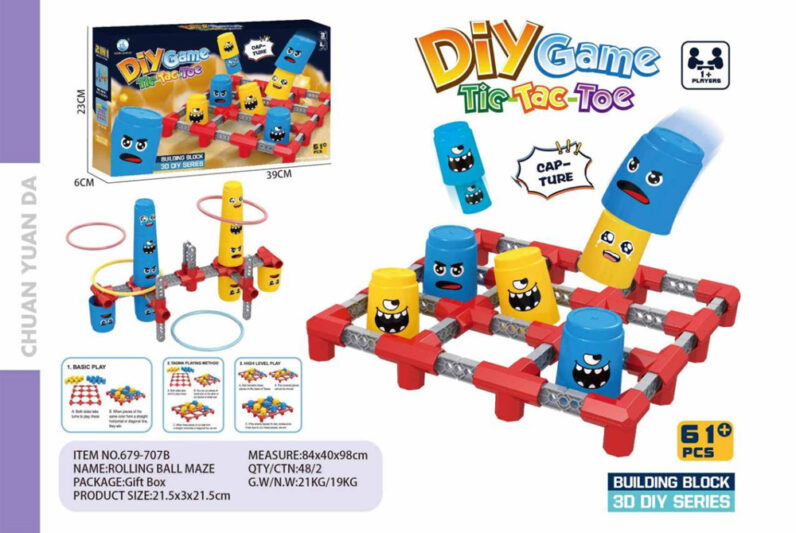 61 Pieces educational table games set Tic-Tac-Toe DIY building block games 679-707B